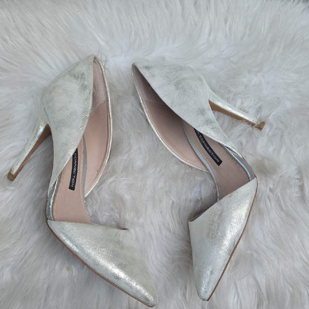 French Connection Pewter Metallic Elvia Heels 7.5